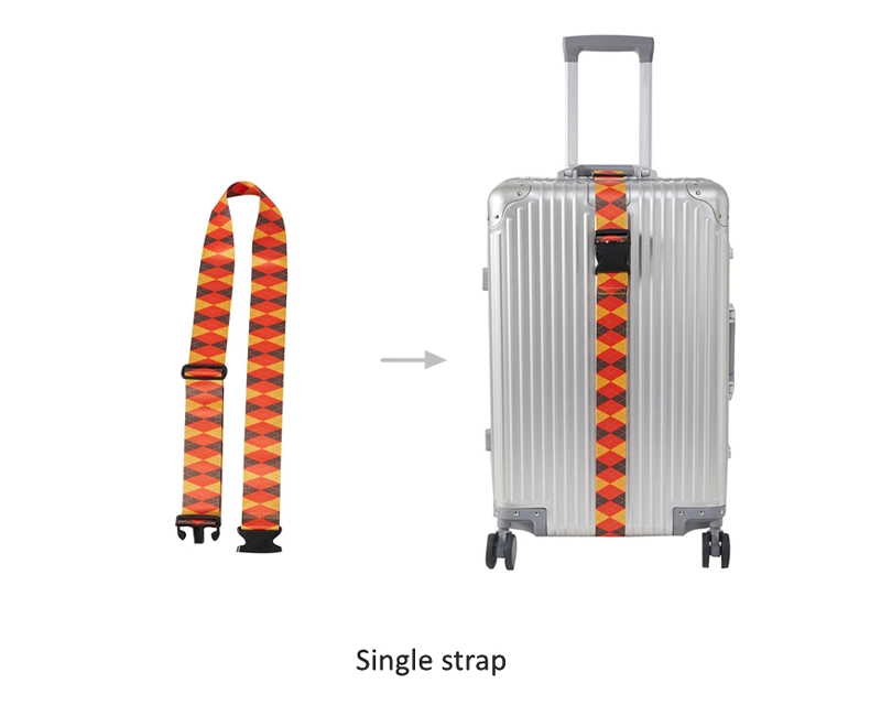 JUSTOP JTLC003-Single-Normal nylon luggage strap with adjustable buckle closure and printed suitcase belt design